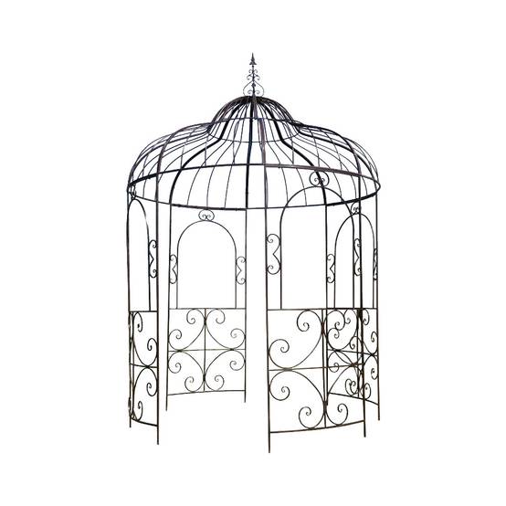 Gloriette gazebo tonnelle kiosque abri jardin fer marron 216x330 cm Chemin de campagne - Image 1