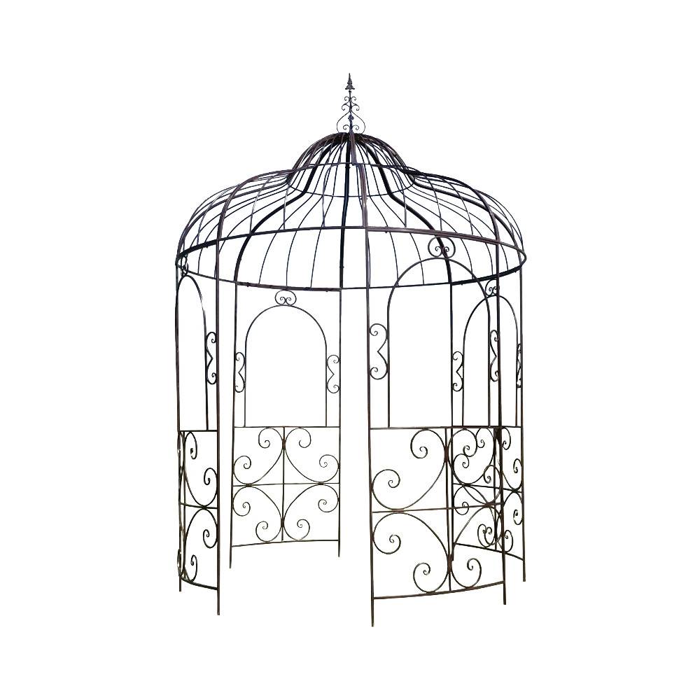 Gloriette gazebo tonnelle kiosque abri jardin fer marron 216x330 cm Chemin de campagne - Image 1