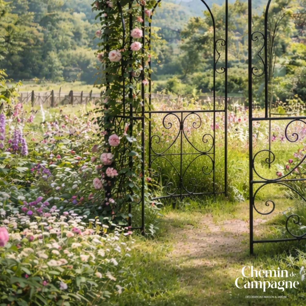 Gloriette gazebo tonnelle kiosque abri jardin fer marron 216x330 cm Chemin de campagne - Image 7