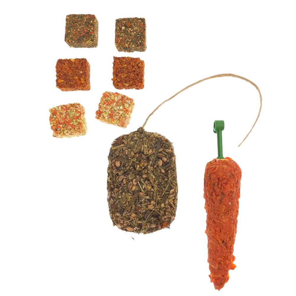 animallparadise - Trio friandises botte herbe, carotte, biscuit aux légumes, rongeur - Imagen 2