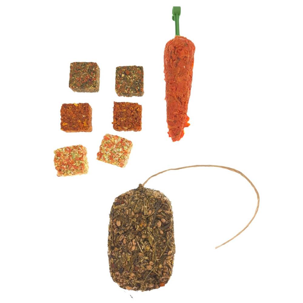 animallparadise - Trio friandises botte herbe, carotte, biscuit aux légumes, rongeur - Imagen 1