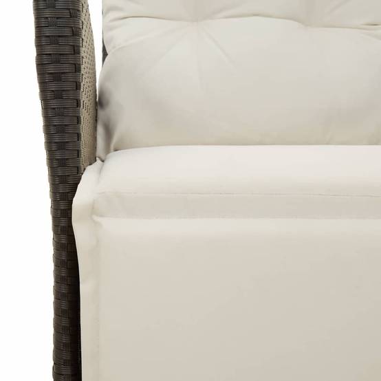 Salon de Jardin 4 Personnes Résine Tressée, Table Basse Relevable en Table à Manger et Fauteuils Inclinables Crème – ComfortXL Outdoor Living - Image 5