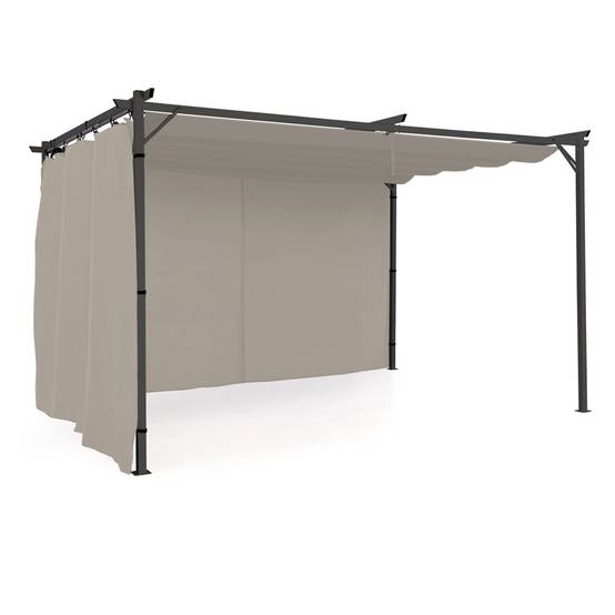 Lot de 2 rideaux pour pergola taupe 3 et 4 M panneaux muraux avec fermeture éclair - Image 6