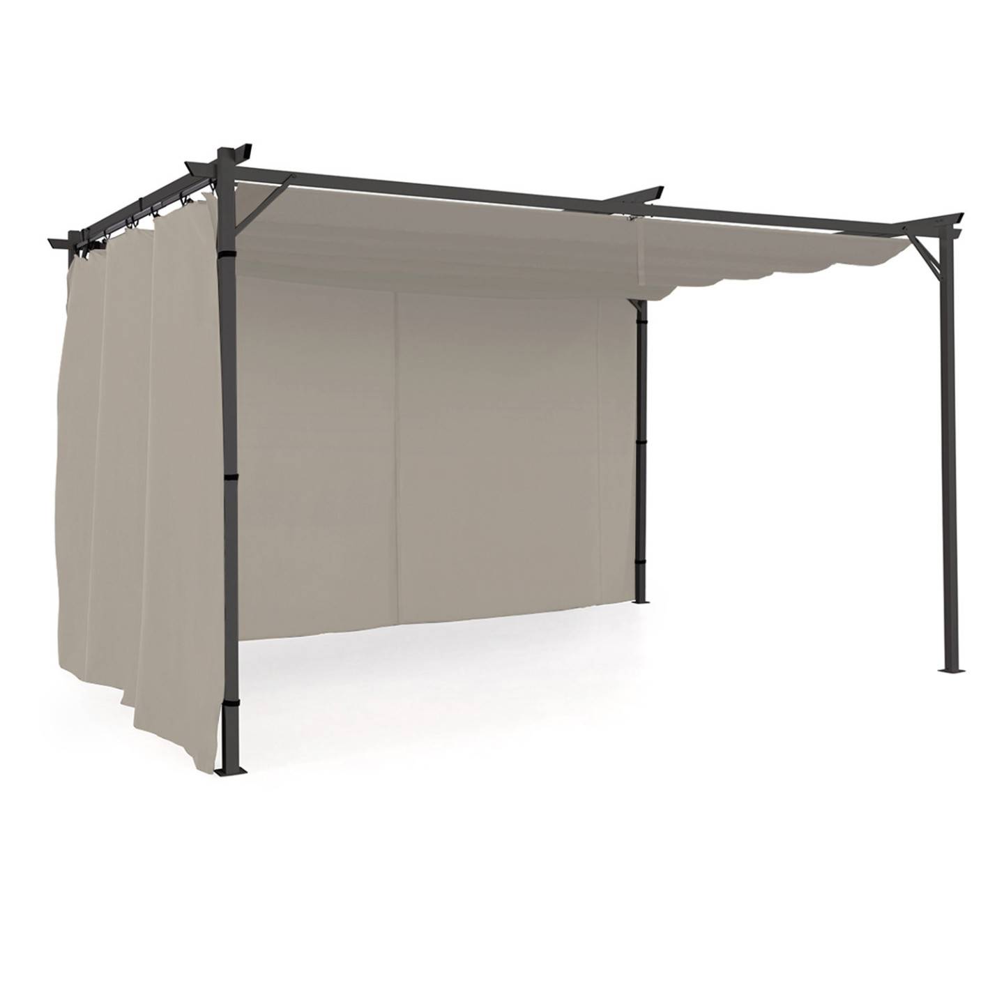 Lot de 2 rideaux pour pergola taupe 3 et 4 M panneaux muraux avec fermeture éclair - Image 6