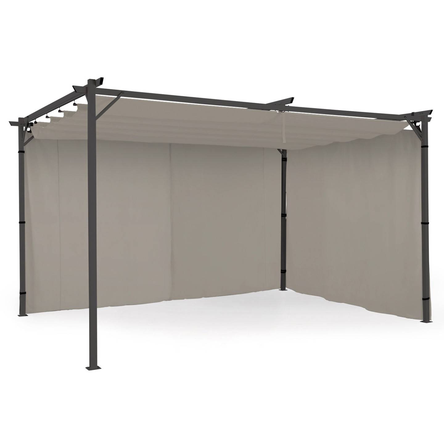 Lot de 2 rideaux pour pergola taupe 3 et 4 M panneaux muraux avec fermeture éclair - Image 4