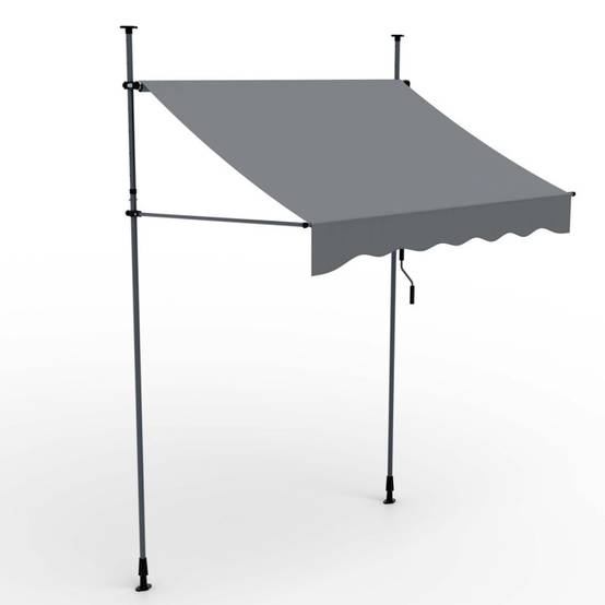 Auvent pour balcon et terasse Gris 200x120cm rétractable avec manivelle réglable en hauteur - Image 1