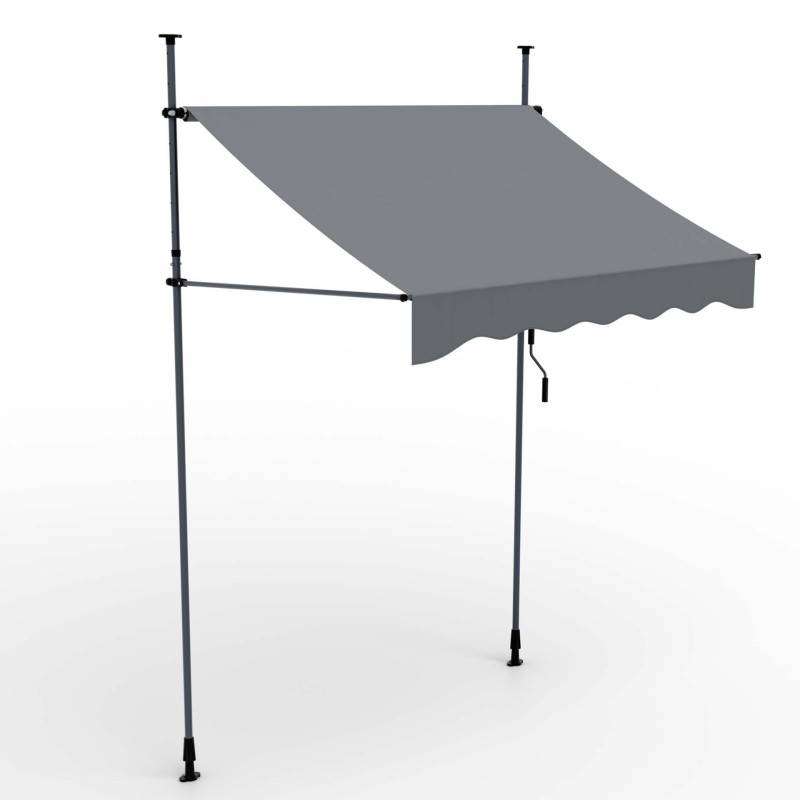 Auvent pour balcon et terasse Gris 200x120cm rétractable avec manivelle réglable en hauteur - Image 1