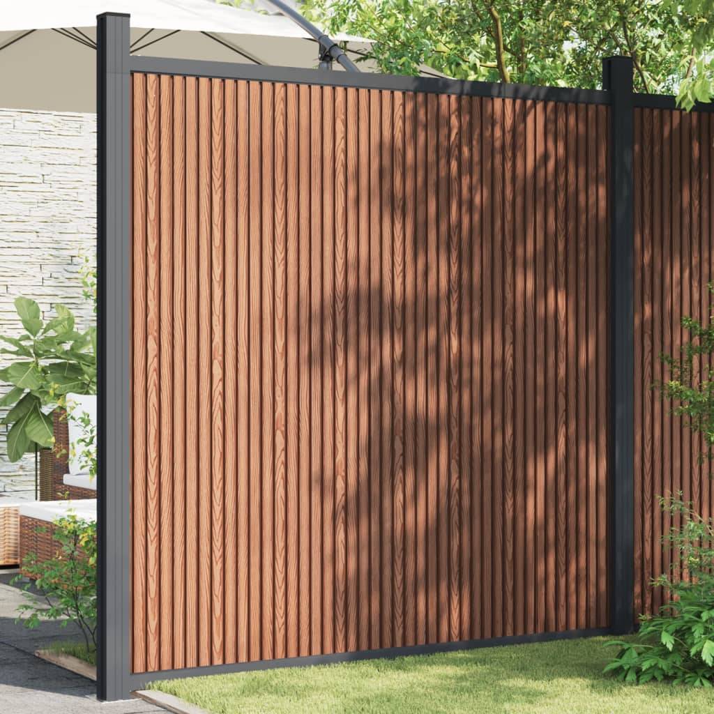Panneau de clôture WPC aluminium marron 180 x 186 cm - PANGIVO - Image 3