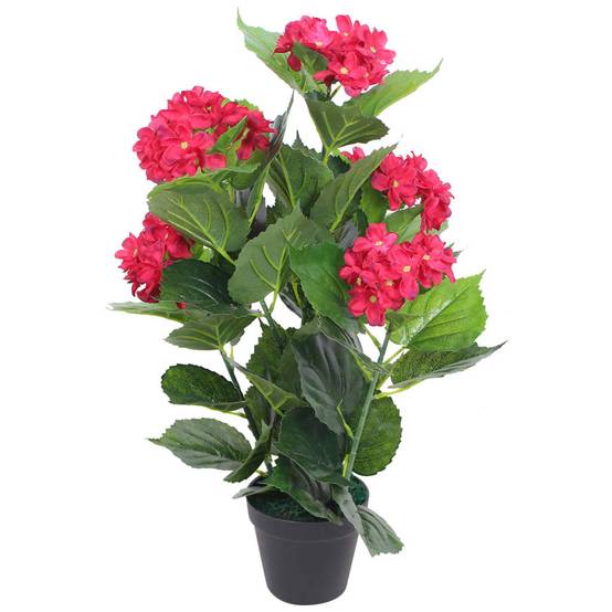 Autre - Plante hortensia artificielle avec pot 60 cm Rouge - Image 1