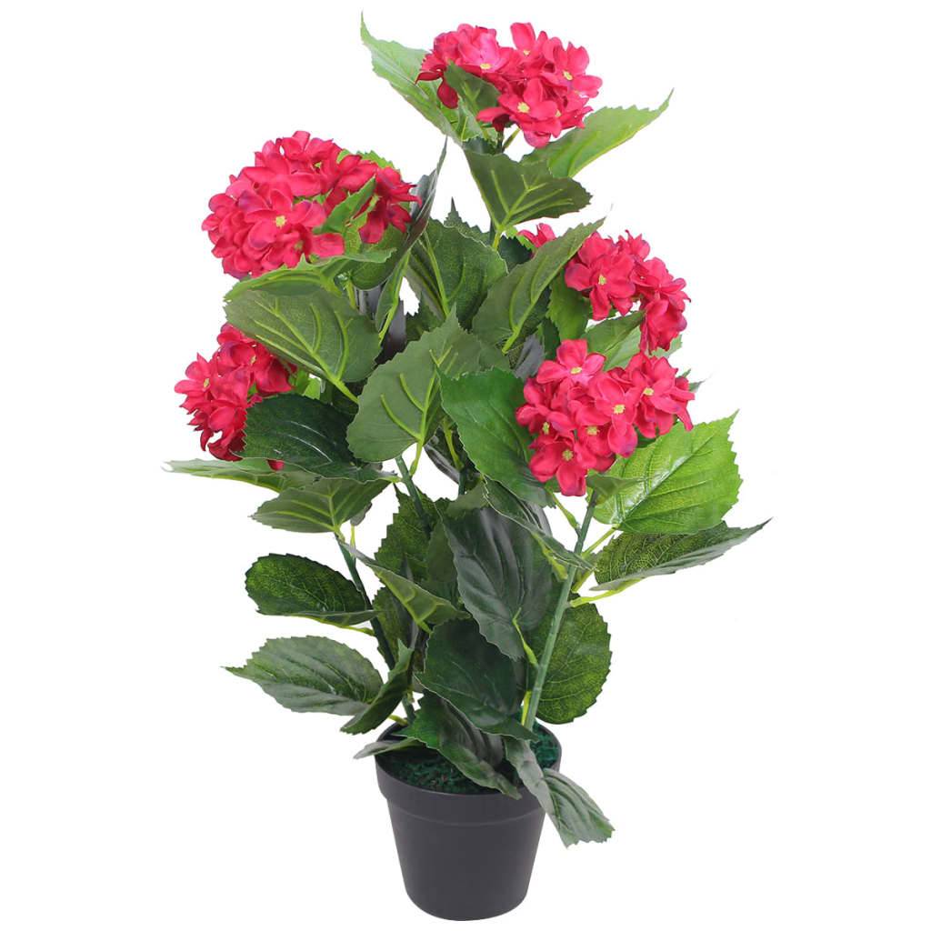 Autre - Plante hortensia artificielle avec pot 60 cm Rouge - Image 1