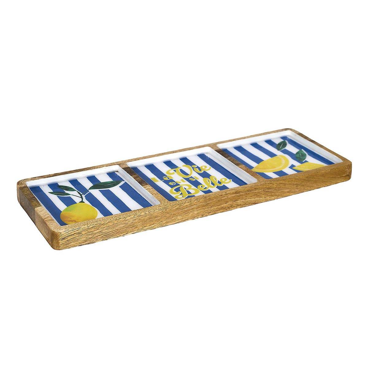 The Home Deco Factory - Planche de Présentation en Bois "Dolce Vita" 40cm Bleu
