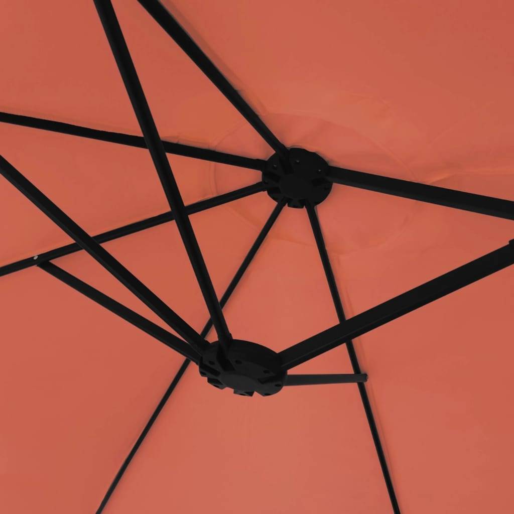 Parasol de jardin à double tête avec LED terre cuite 449 x 265 x 245 cm - PANGIVO - Image 6