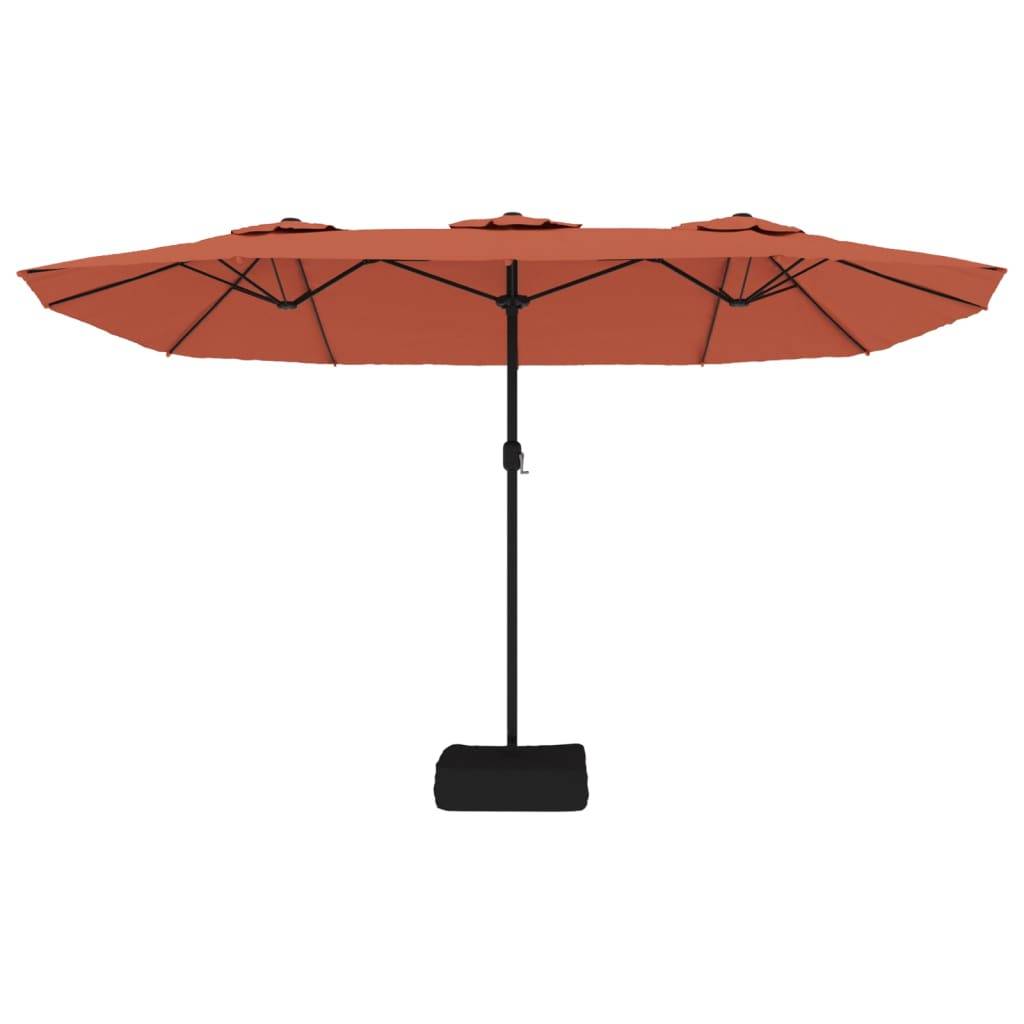 Parasol de jardin à double tête avec LED terre cuite 449 x 265 x 245 cm - PANGIVO - Image 3