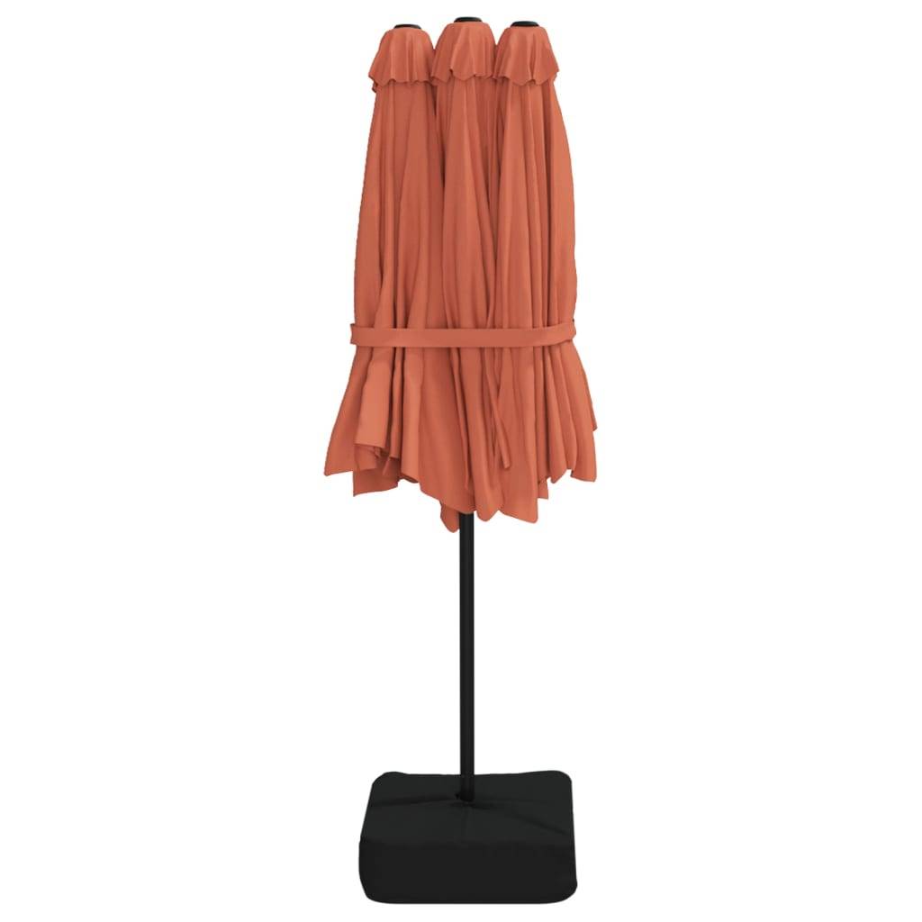 Parasol de jardin à double tête avec LED terre cuite 449 x 265 x 245 cm - PANGIVO - Image 5