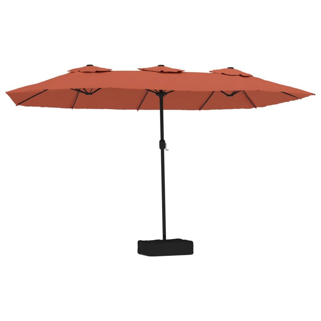 Parasol de jardin à double tête avec LED terre cuite 449 x 265 x 245 cm - PANGIVO - Image 2