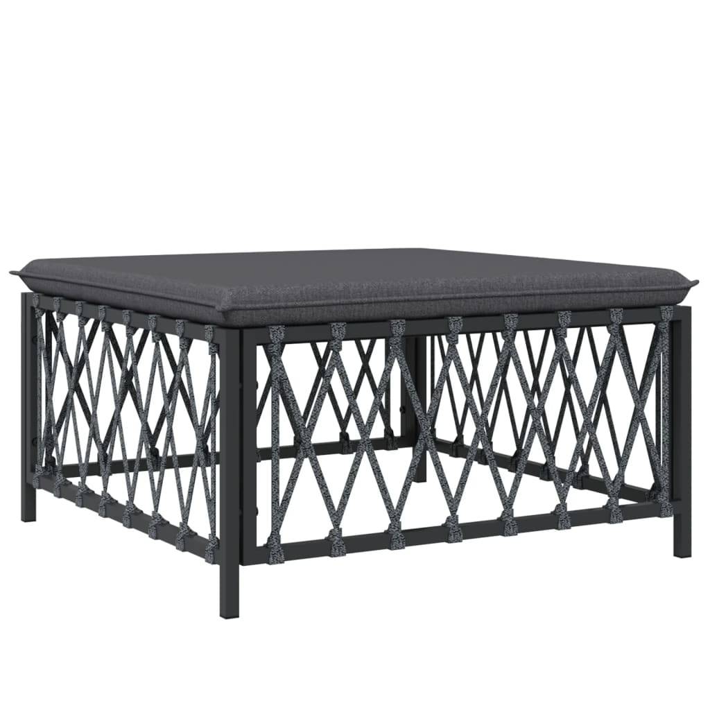Salon de jardin meuble d'extérieur ensemble de mobilier avec coussins 5 pièces anthracite acier - Image 4