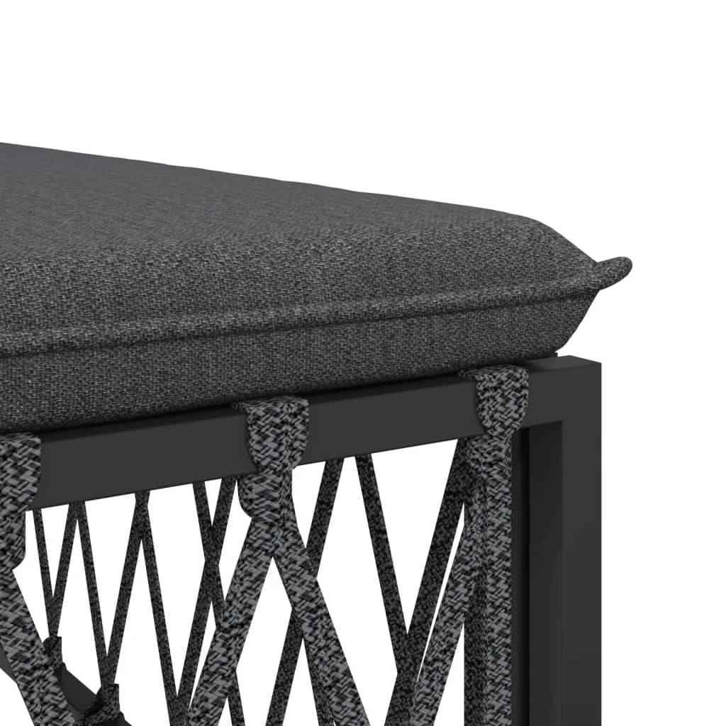 Salon de jardin meuble d'extérieur ensemble de mobilier avec coussins 5 pièces anthracite acier - Image 5