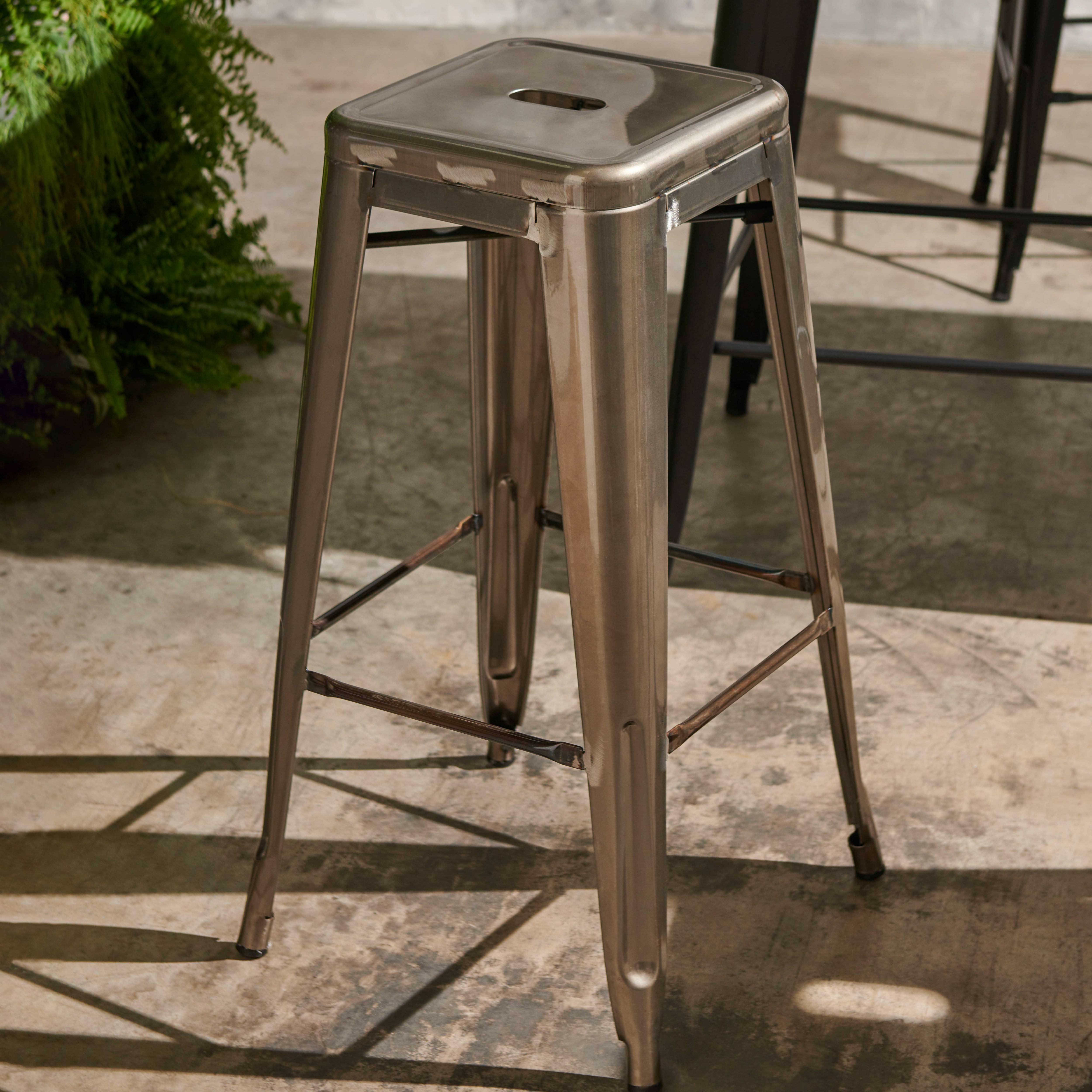 Oviala - Tabouret de bar en métal gris mat Indus - Oviala - Imagen 4