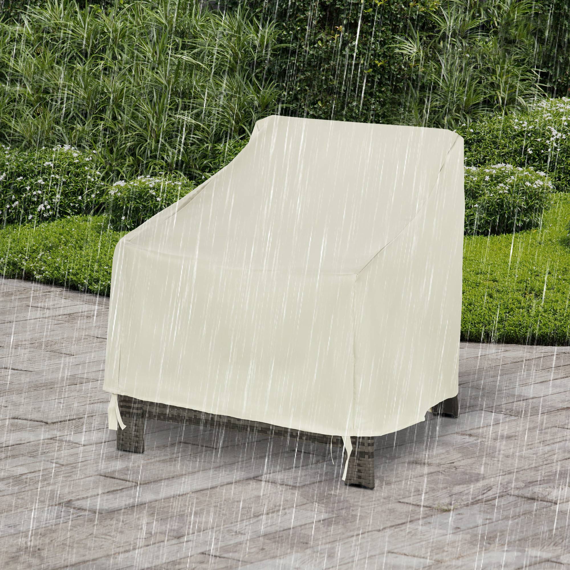 Housse de protection pour mobilier de jardin 68 x 87 x 77 cm – Housse imperméable en tissu Oxford 600D pour patio et terrasse – Beige - Image 9