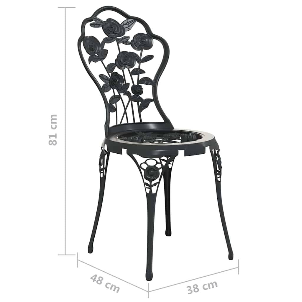 Vidaxl - Ensemble de bistro 3 pcs-Salons de jardin Aluminium coulé Noir 188586 - Image 9