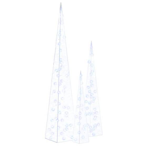 Lot 3 Cônes Lumineux Acrylique LED 8 Modes Fêtes 60/90/120cm Bleu – ComfortXL Outdoor Living - Image 2