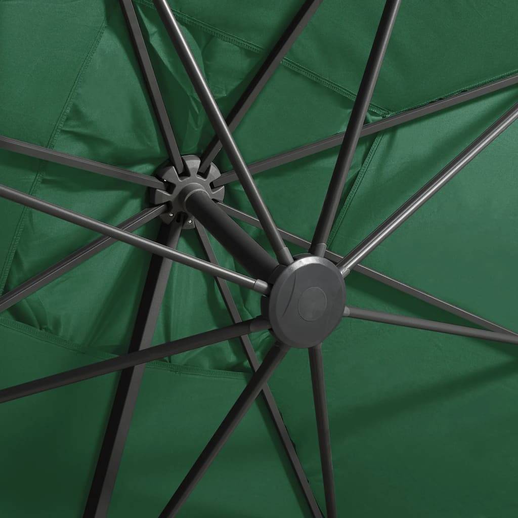 Helloshop26 - Parasol meuble de jardin déporté avec mât et lumières led 300 cm vert - Imagen 8