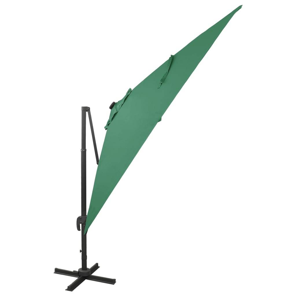 Helloshop26 - Parasol meuble de jardin déporté avec mât et lumières led 300 cm vert - Imagen 2