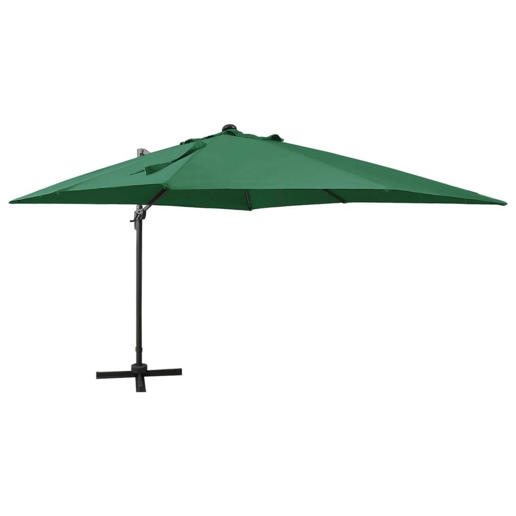 Helloshop26 - Parasol meuble de jardin déporté avec mât et lumières led 300 cm vert - Imagen 1