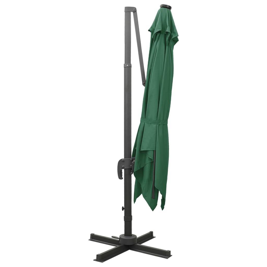Helloshop26 - Parasol meuble de jardin déporté avec mât et lumières led 300 cm vert - Imagen 3
