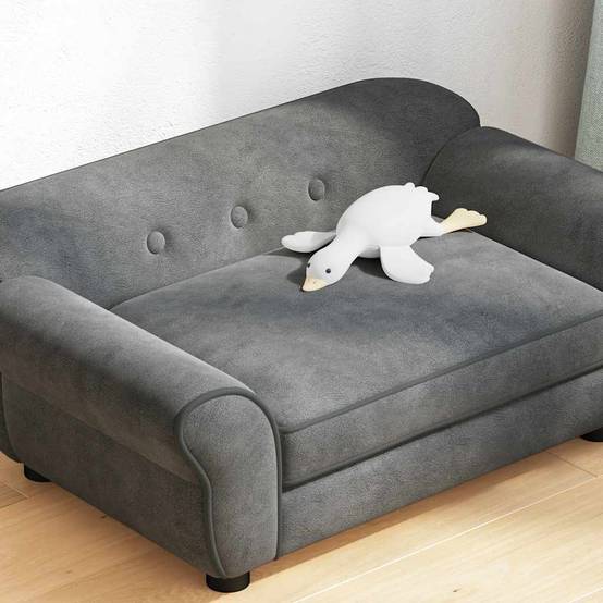 Canapé pour petit chien en peluche douce pour salon Gris Foncé 72x45 cm – ComfortXL Pet Living - Image 4