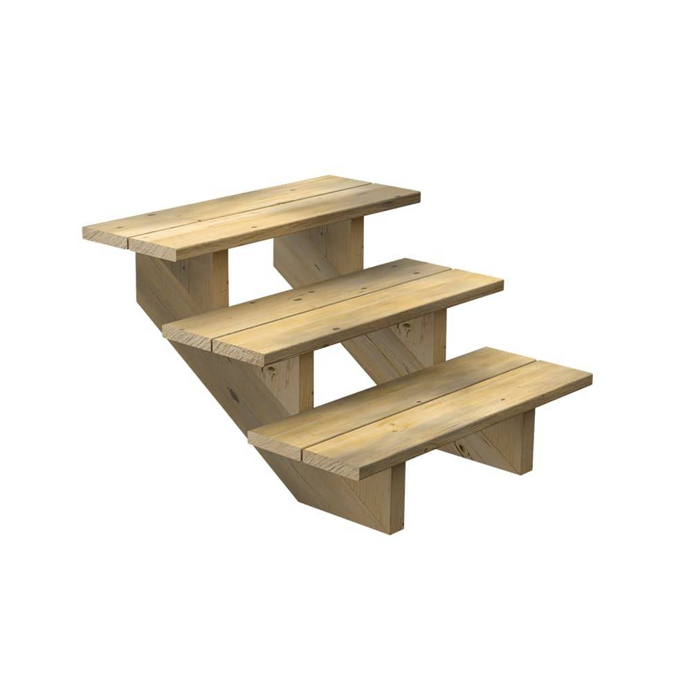 Escalier Bois Exterieur - 3 Marches - Largeur : 80 cm - Marches découpables - Sans Contremarches - Pin du Nord - Imagen 1