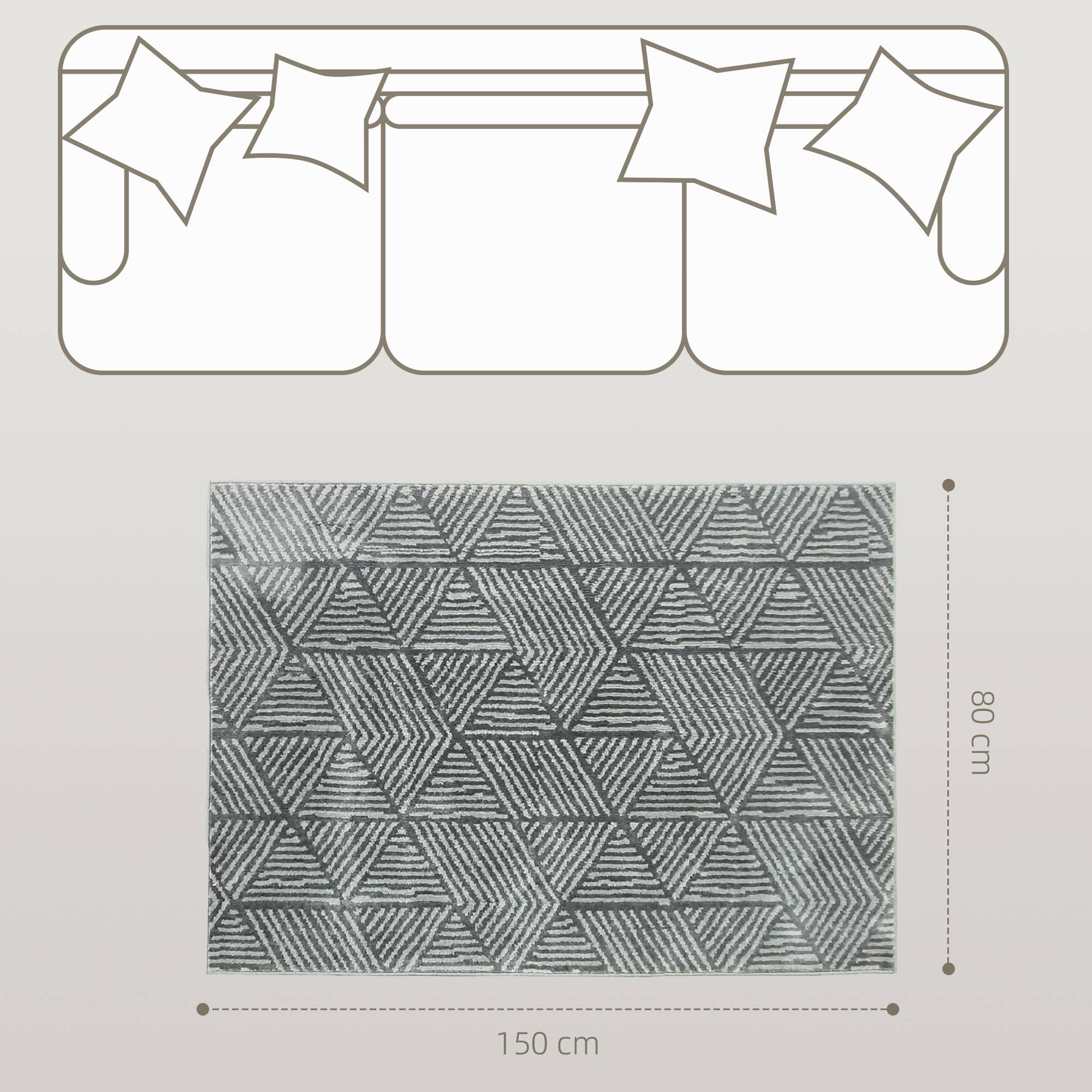 Sans Marque - Tapis salon moderne lavable 150x80 cm gris foncé - Image 5