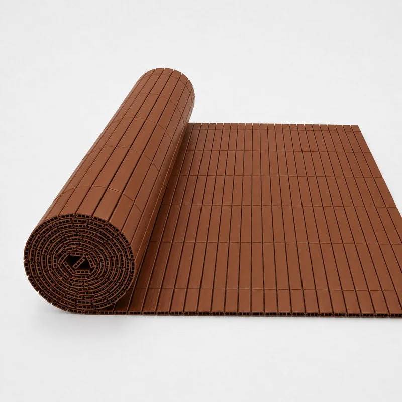 Canisse PVC marron renforcée double face 2 x 3 m – brise-vue imitation bambou