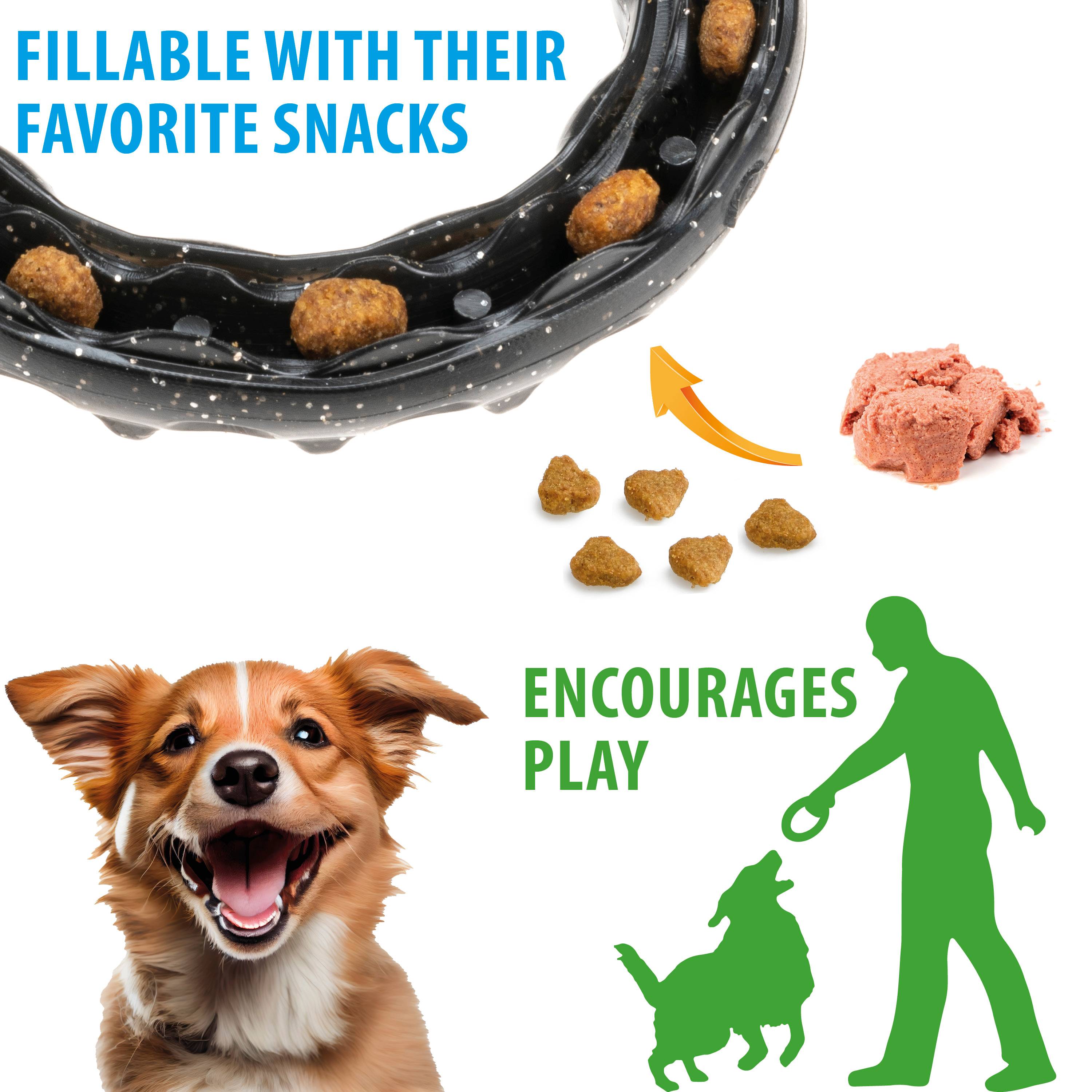 Ferplast - Ferplast Jouet Chien, Anneau Distributeur Croquettes Friandises pour Chien, en Matériau Durable à Mâcher, Arôme de Viande, pour l'Hygiène Dentaire, - Imagen 3