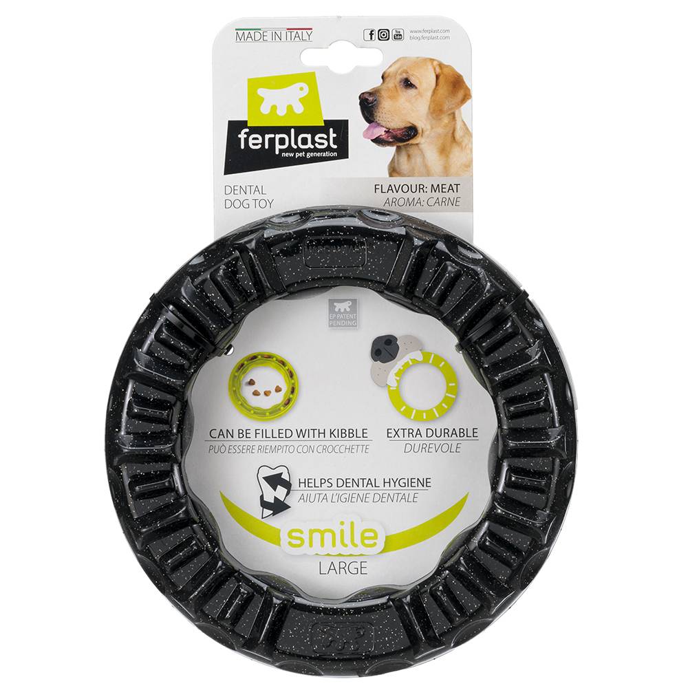 Ferplast - Ferplast Jouet Chien, Anneau Distributeur Croquettes Friandises pour Chien, en Matériau Durable à Mâcher, Arôme de Viande, pour l'Hygiène Dentaire, - Imagen 7