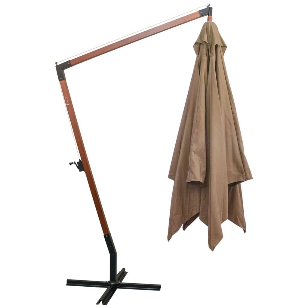 Helloshop26 - Parasol d'extérieur suspendu avec mât 3 x 3 m bois de sapin massif taupe - Imagen 3