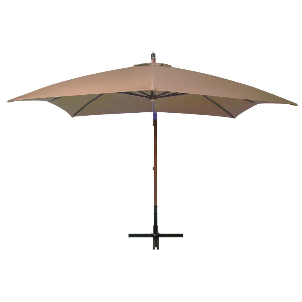 Helloshop26 - Parasol d'extérieur suspendu avec mât 3 x 3 m bois de sapin massif taupe - Imagen 2