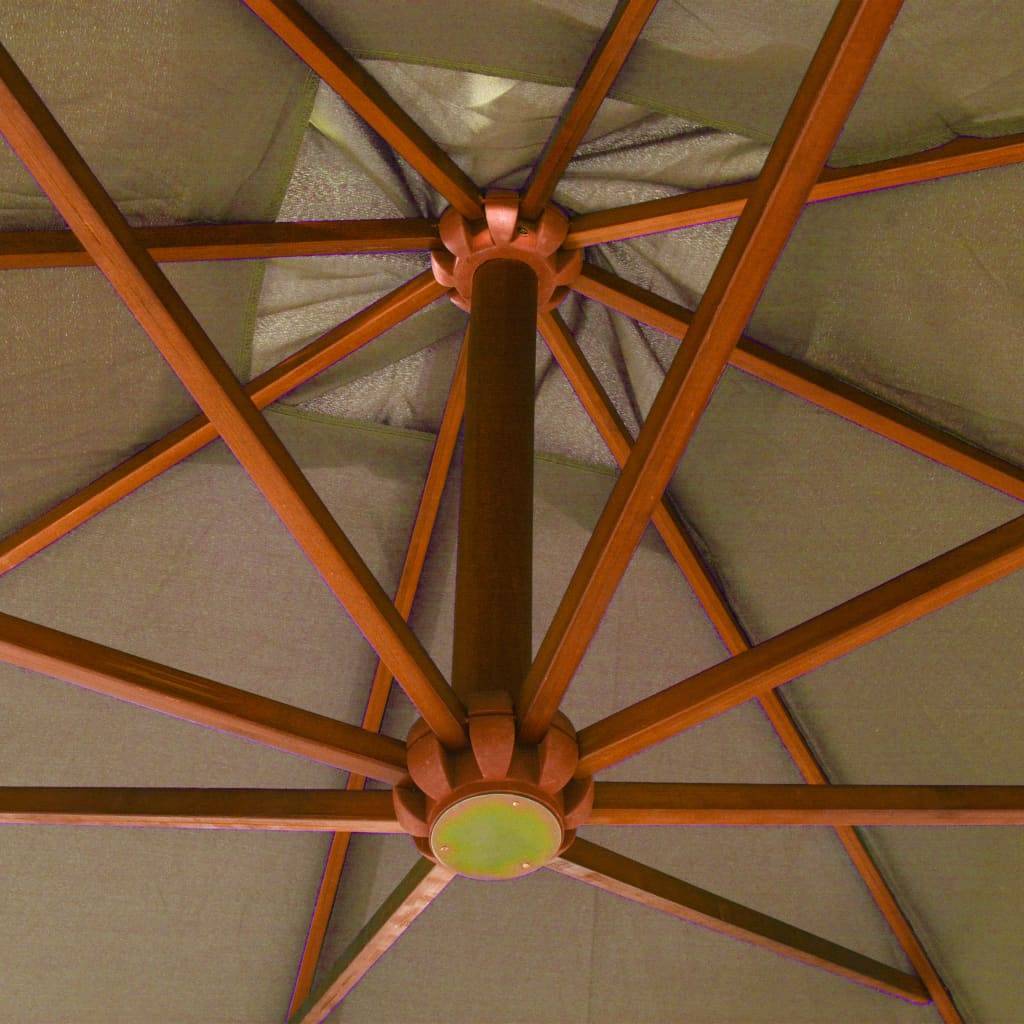 Helloshop26 - Parasol d'extérieur suspendu avec mât 3 x 3 m bois de sapin massif taupe - Imagen 4