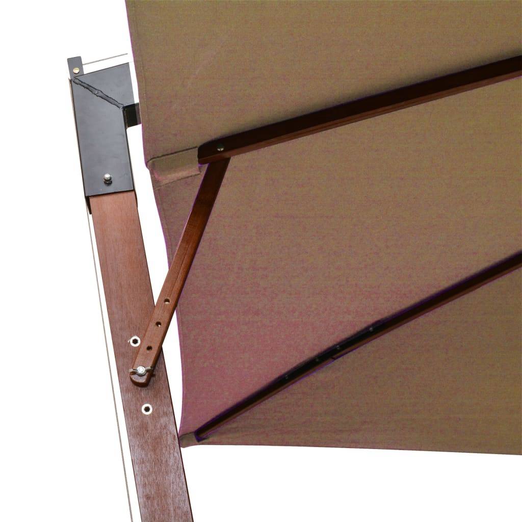 Helloshop26 - Parasol d'extérieur suspendu avec mât 3 x 3 m bois de sapin massif taupe - Imagen 5