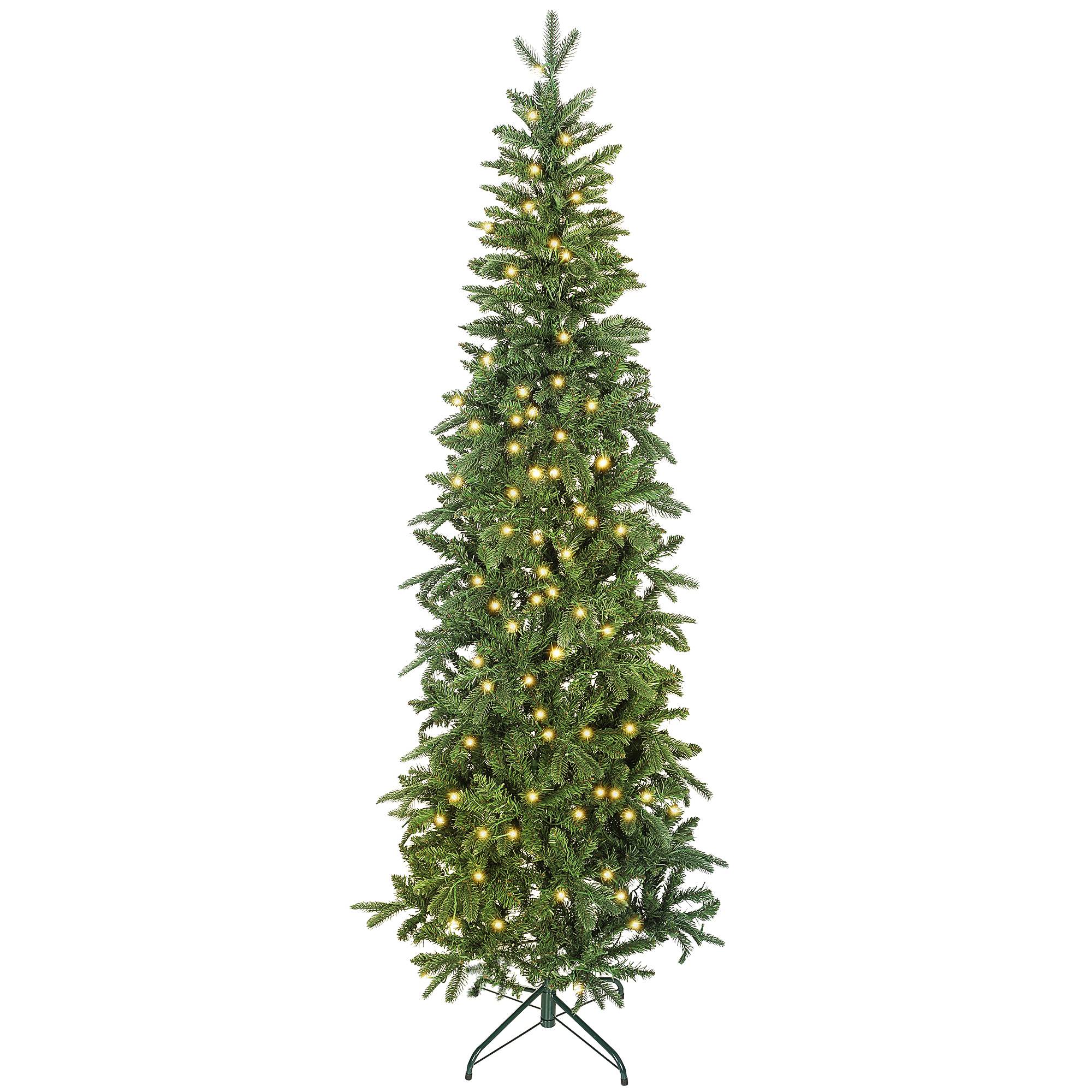 Sapin de Noël artificiel 210 cm, arbre de Noël slim avec 300 lumières 8 modes d'éclairage 826 branches articulées, vert - Image 2
