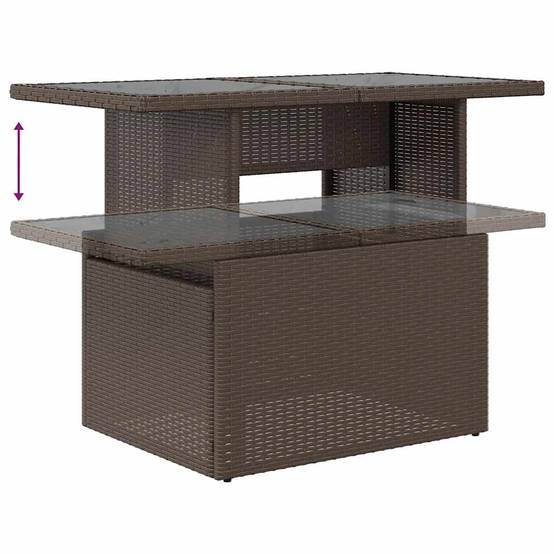 Salon de jardin 5 places en résine tressée avec rangements et table relevable marron – ComfortXL Outdoor Living - Image 10
