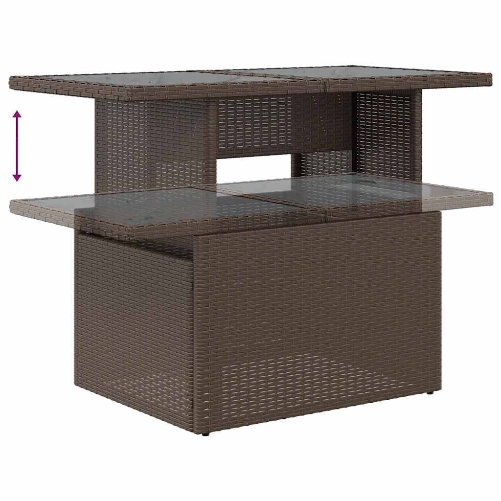 Salon de jardin 5 places en résine tressée avec rangements et table relevable marron – ComfortXL Outdoor Living - Image 10