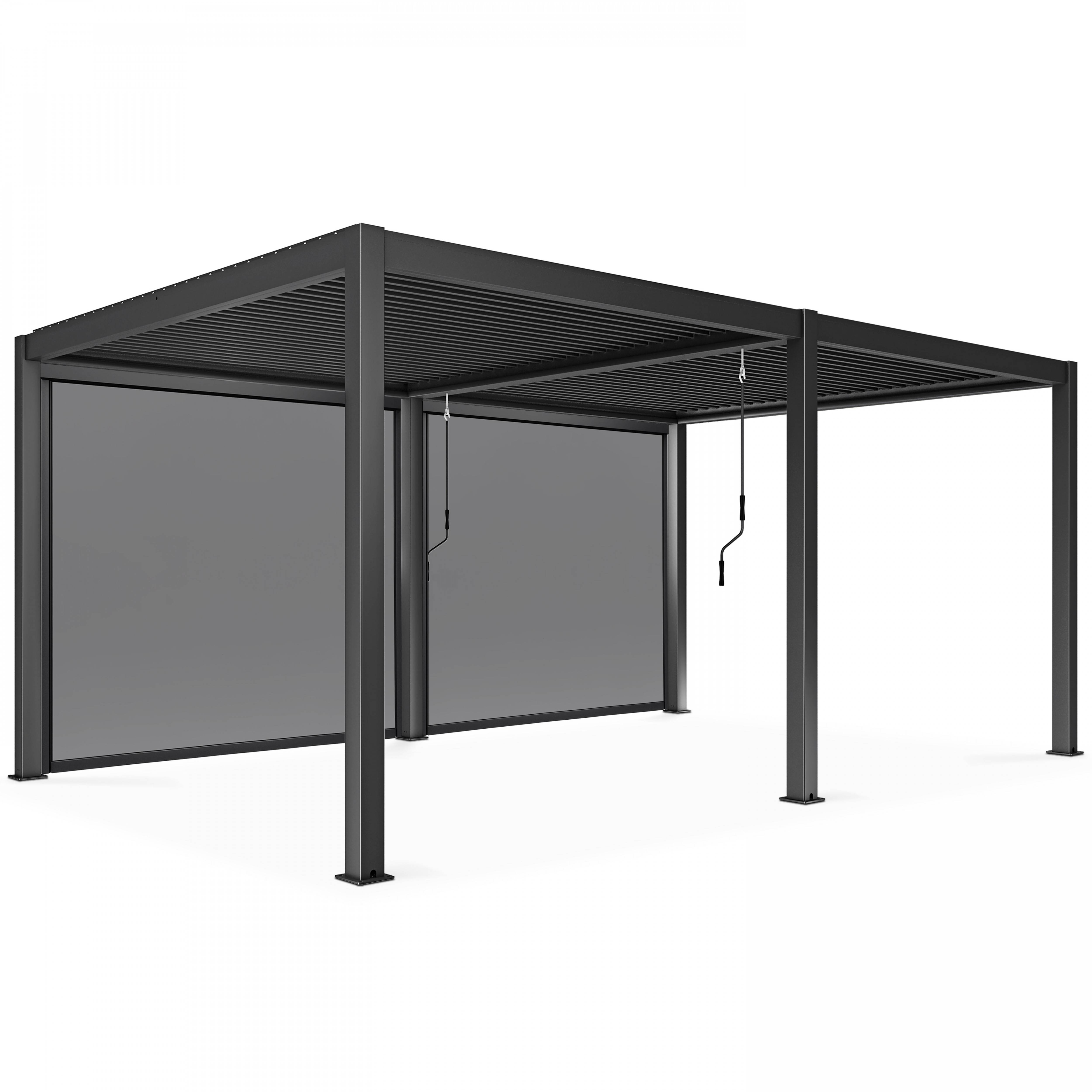 Oviala - Pergola bioclimatique autoportée 3 x 6 m et 2 stores gris Athenes - Oviala - Imagen 2