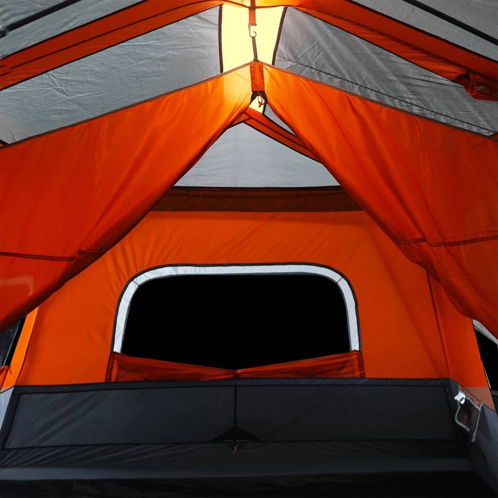 Grande Tente de Camping LED 10 Personnes Montage Rapide 2 Chambres Imperméable Gris et Orange – ComfortXL Outdoor Living - Image 10