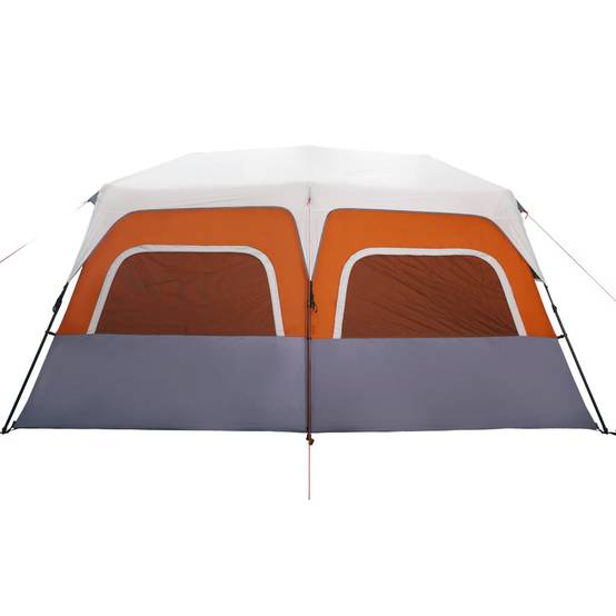 Grande Tente de Camping LED 10 Personnes Montage Rapide 2 Chambres Imperméable Gris et Orange – ComfortXL Outdoor Living - Image 9