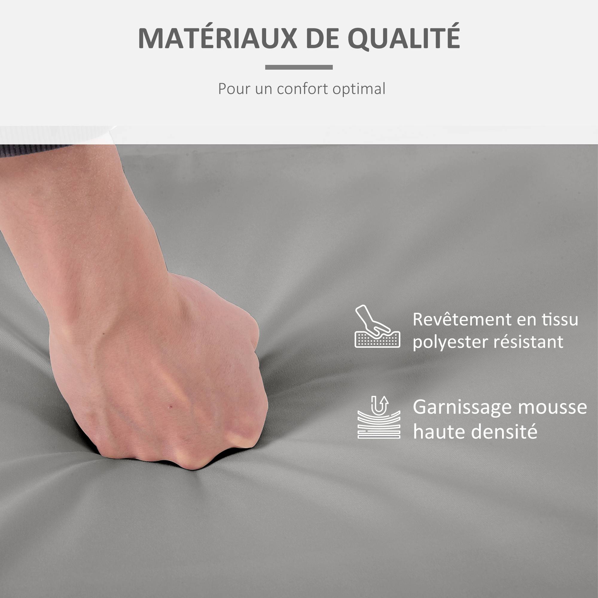 Coussins pour chaise fauteuil de jardin coussins d'assise de dossier déhoussables polyester 56x52/56x46cm gris clair - Image 7