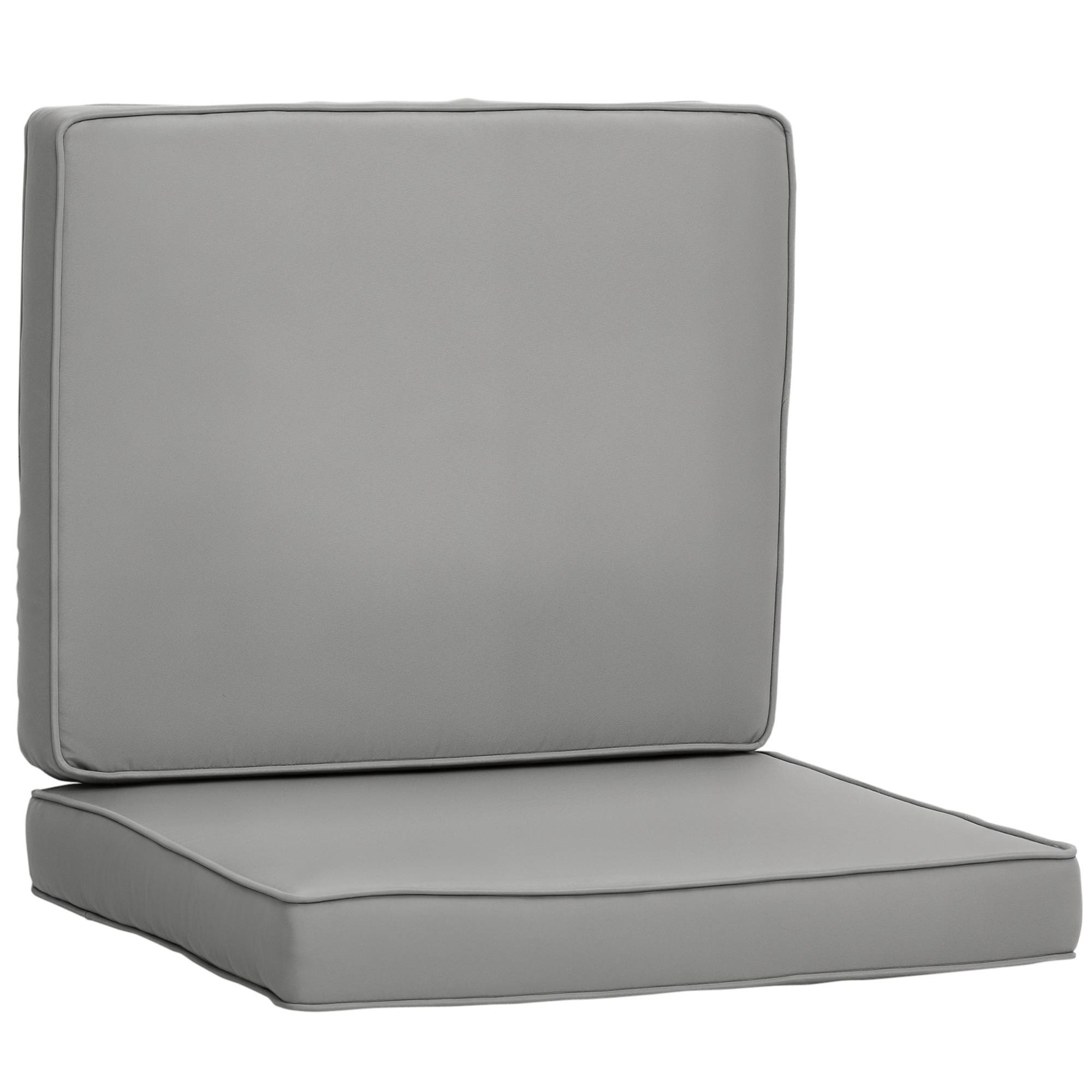 Coussins pour chaise fauteuil de jardin coussins d'assise de dossier déhoussables polyester 56x52/56x46cm gris clair - Image 1
