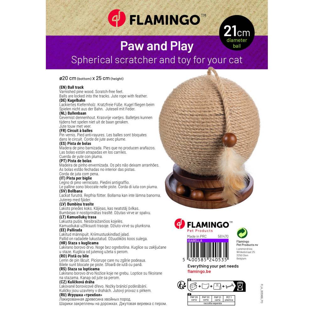 Flamingo - Griffoir Boule ø 21 cm avec support jeux pour chat - Imagen 3