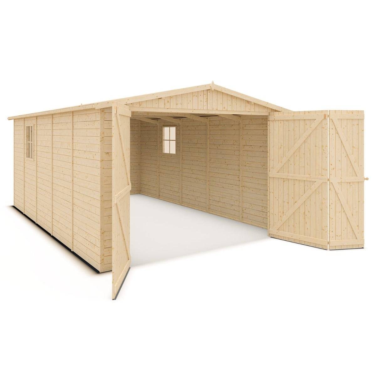 Trigano Jardin - Garage abri voiture bois brut 15 m2 - Image 2
