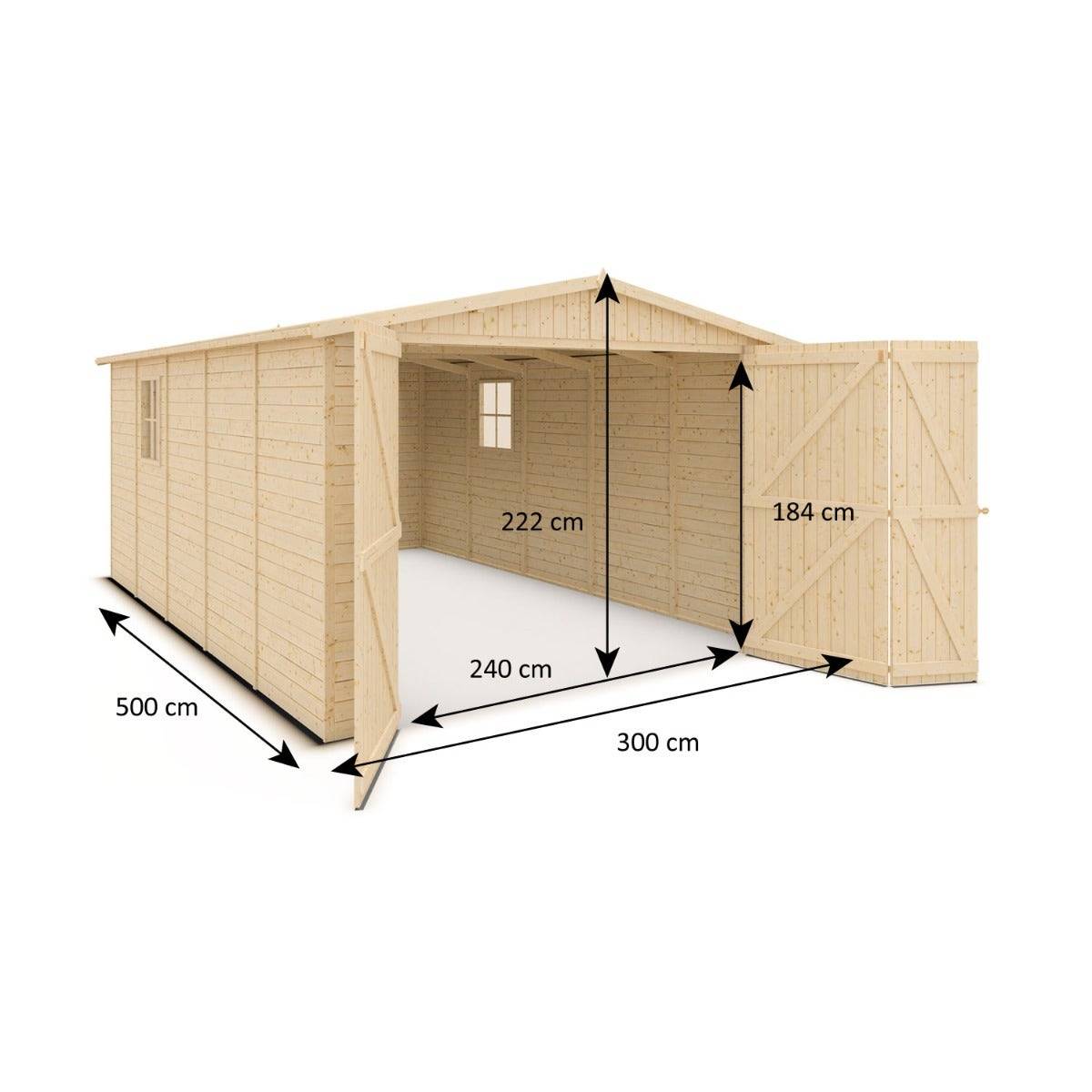 Trigano Jardin - Garage abri voiture bois brut 15 m2 - Image 3